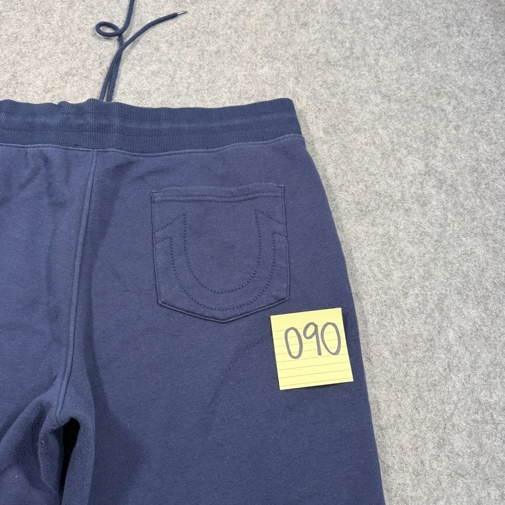 True Religion Navy Blue Fleece Knit Drawstring Jogger Sweatpants Men's Size XXL